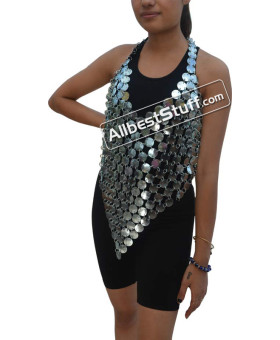 Squamous Sequins Nightclub Party Dress Coin Tops Glitter Party Top